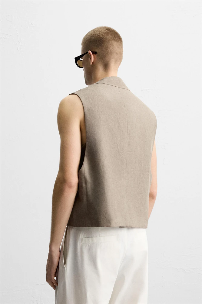 GILET STRUCTURÉ LIN - COTON