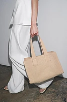 BRAIDED SPLIT LEATHER SHOPPER BAG