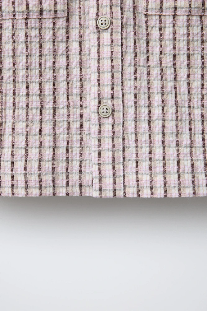 CHEMISE À TEXTURE ET IMPRIMÉ CARREAUX
