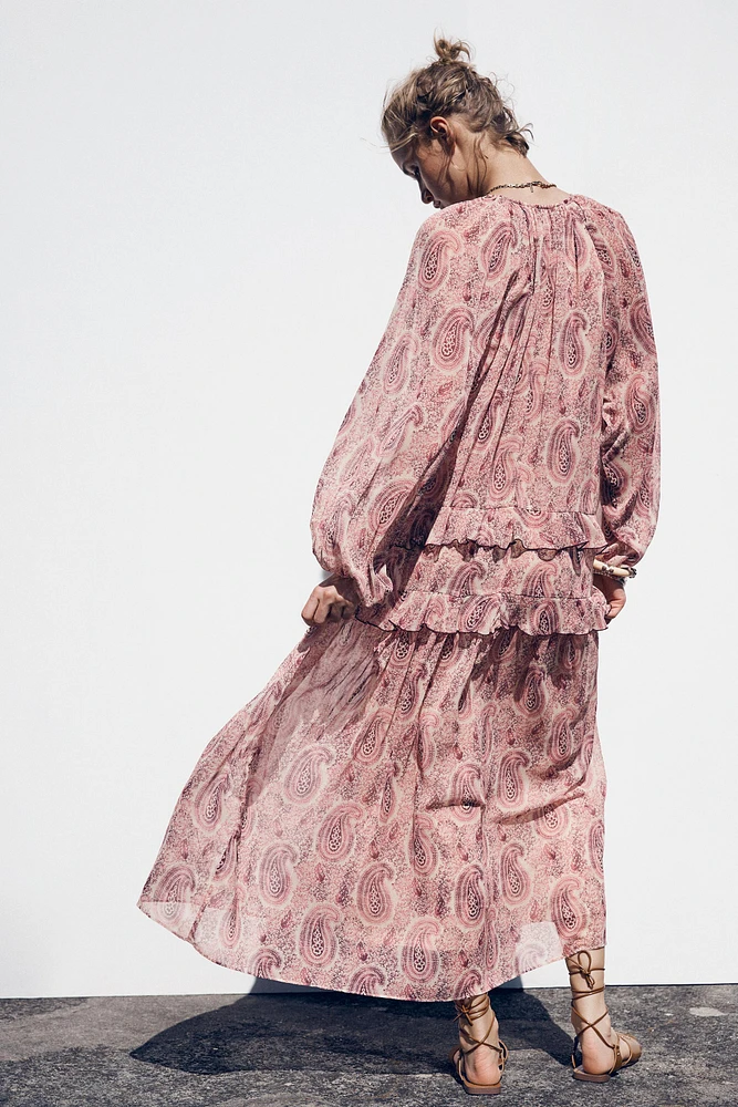 RUFFLED PRINT DRESS