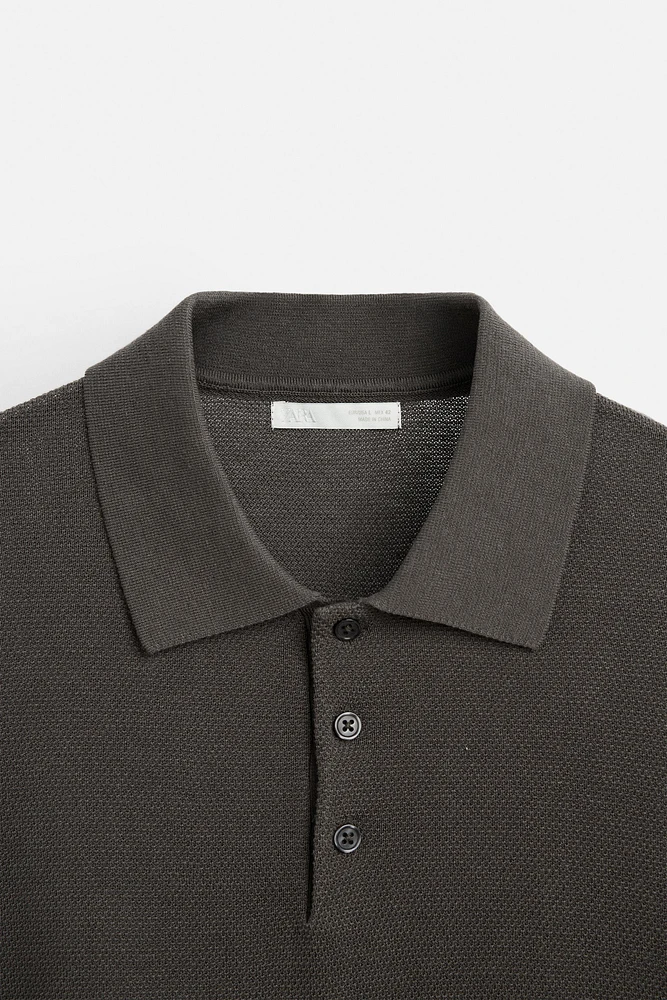 SILK COTTON KNIT POLO