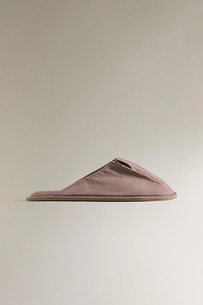 PLEATED COTTON SLIPPERS