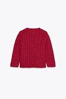 KNIT CARDIGAN WITH ELBOW-LENGTH SLEEVES