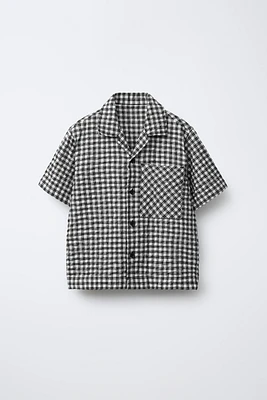 WRINKLED EFFECT PLAID SHIRT