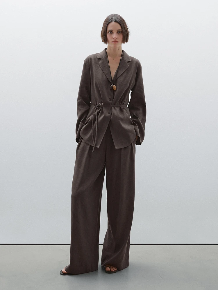 Blazer fluide en lin mélangé