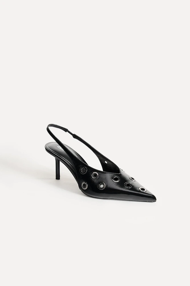 LEATHER SLINGBACK SHOE WITH EYELETS 50TH ANNIVERSARY