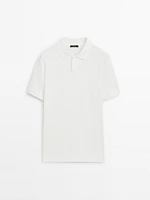 Short sleeve micro-textured polo shirt