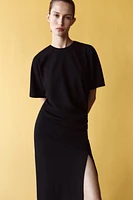 RUCHED MIDI DRESS