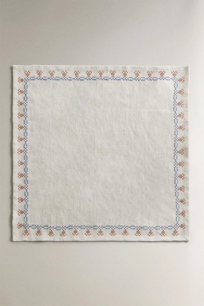 LOT SERVIETTES DE TABLE LIN POINT DE CROIX (LOT DE 2)
