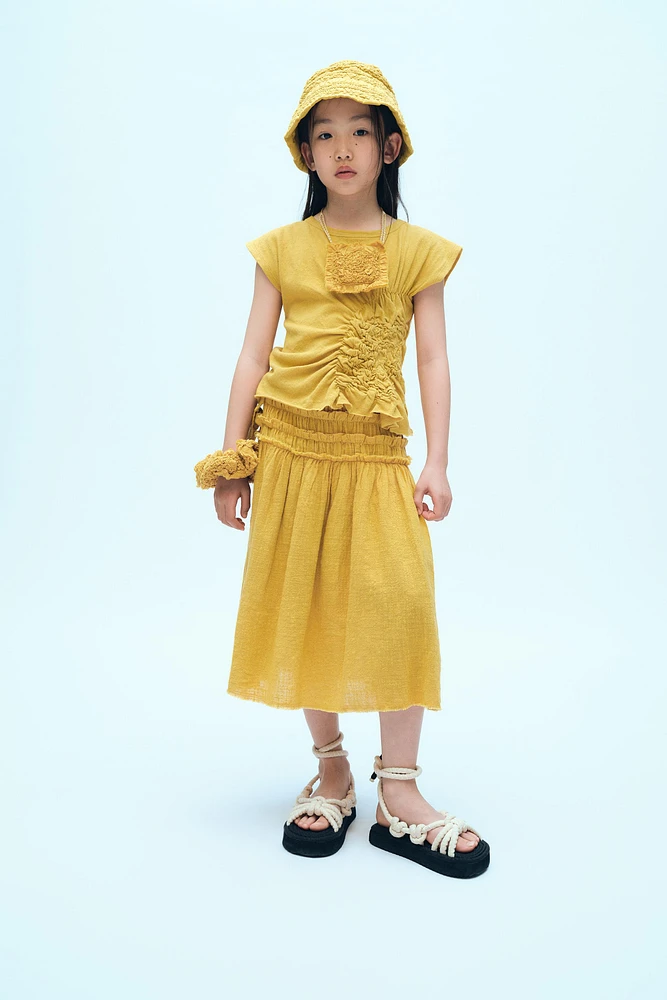 T-SHIRT AVEC ÉLASTIQUE LATÉRAL EN COTON ET LIN X FANGLU LING