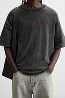 WASHED KNIT PRINT T-SHIRT