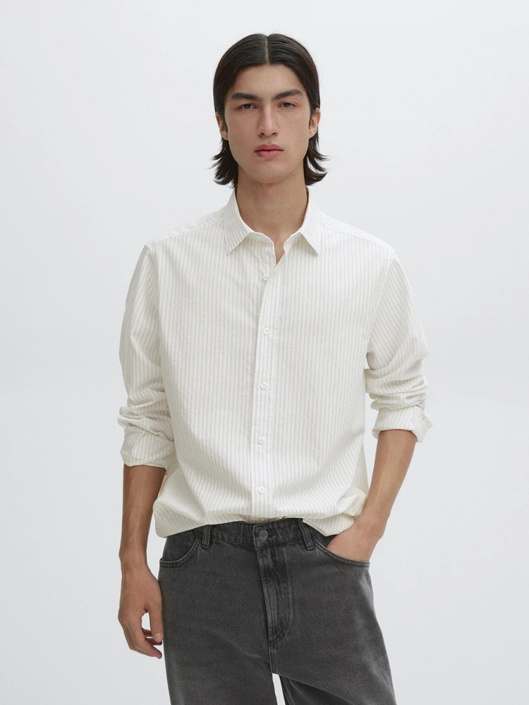 Regular fit striped cotton shirt