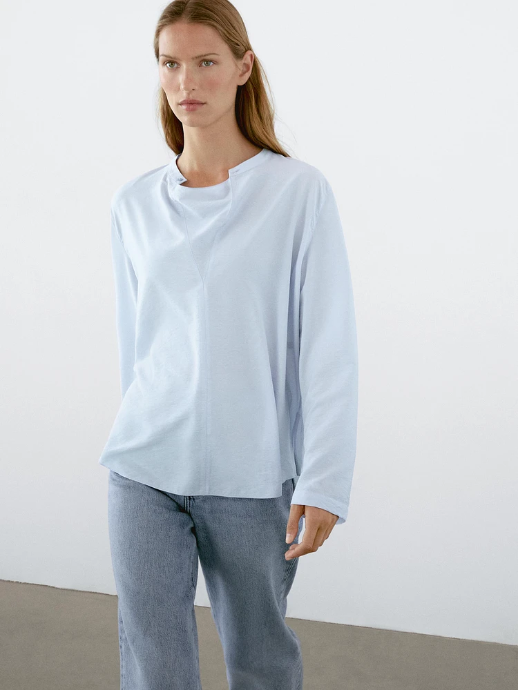 Blouse manches longues détail col