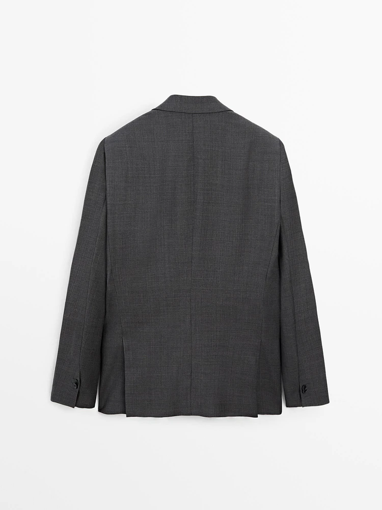 100% wool check suit blazer