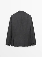 100% wool check suit blazer