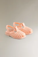 RUBBERIZED CAGE SANDALS WITH HOOK-AND-LOOP STRAP