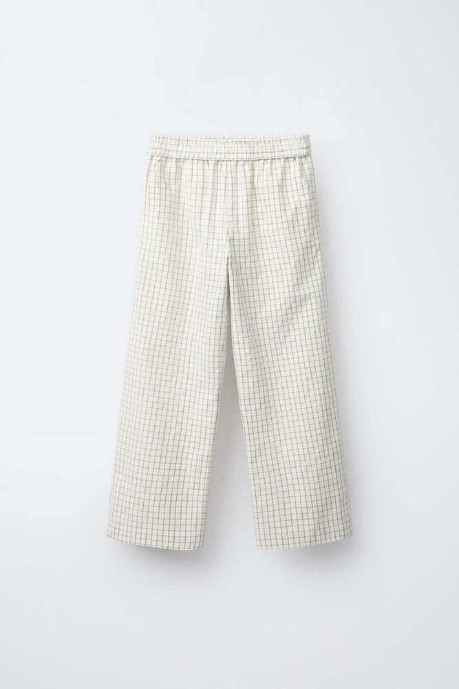 STRAIGHT-LEG PLAID PANTS