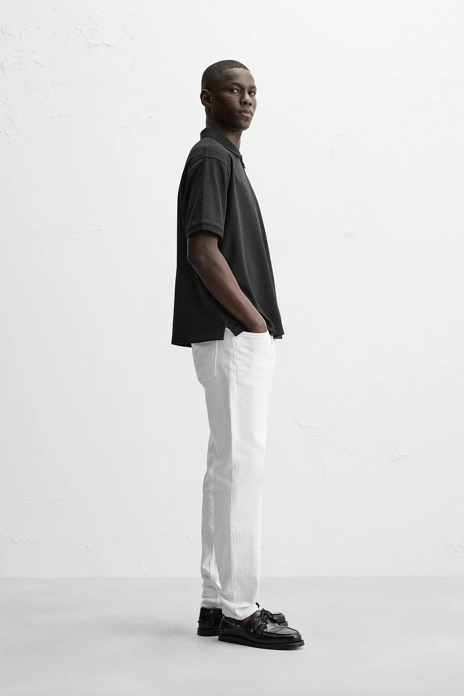 TEXTURED ZIP POLO SHIRT