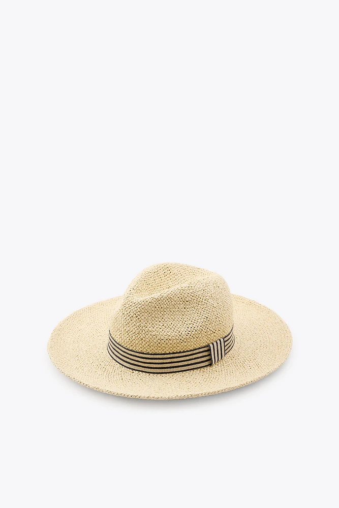 STRIPED BAND WOVEN HAT