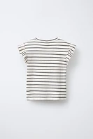 T-SHIRT RIB VOLANTS RAYURES