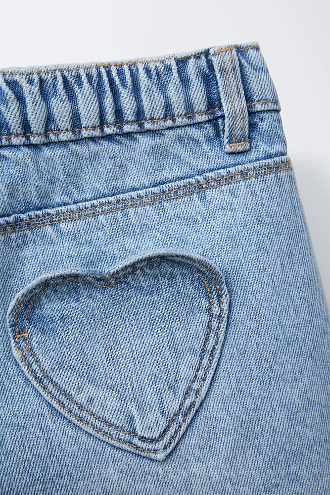 BERMUDA EN DENIM HIGH WAIST AVEC POCHES CŒUR