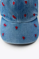 EMBROIDERED DENIM EFFECT CAP