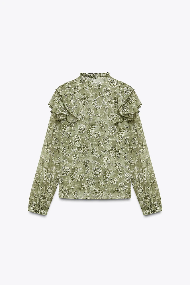 RUFFLED PRINT BLOUSE