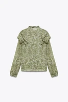 RUFFLED PRINT BLOUSE