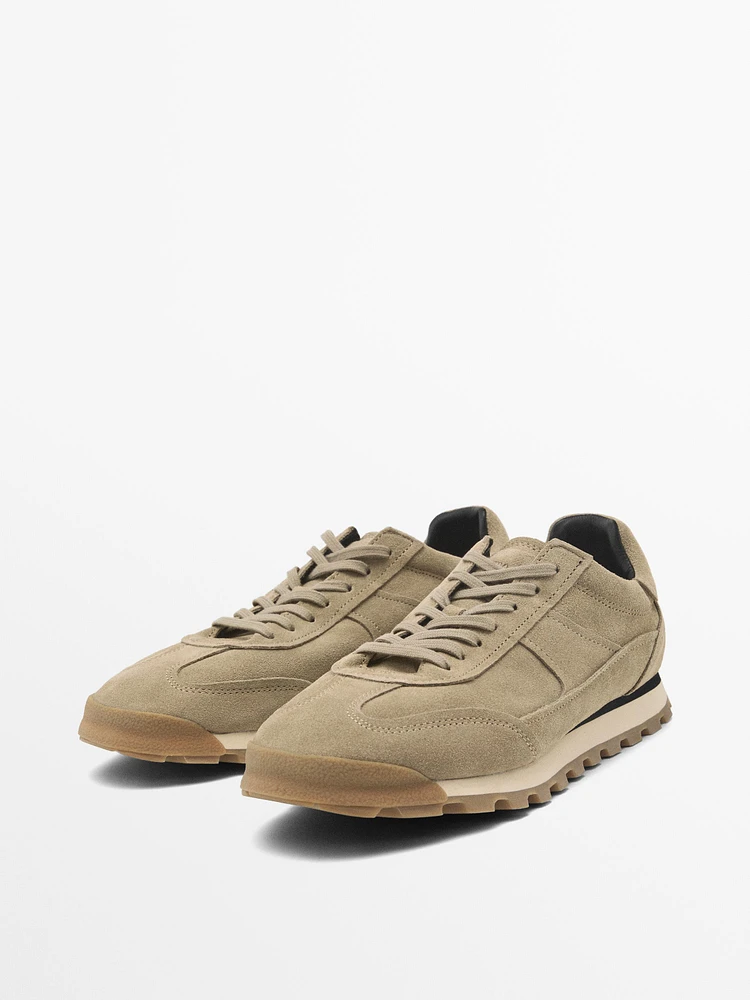 Soft split leather trainers