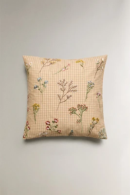 EMBROIDERED FLORAL THROW PILLOW COVER