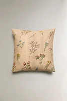 EMBROIDERED FLORAL THROW PILLOW COVER