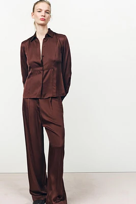FLOWY SATIN EFFECT SHIRT