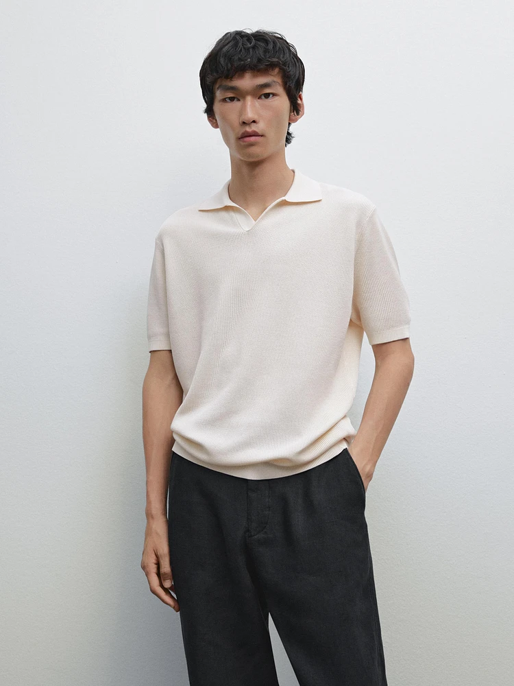 Mercerised cotton short sleeve polo shirt