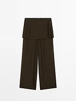 Flowing contrast 100% silk trousers