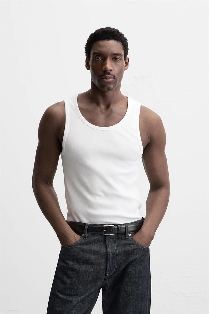 T-SHIRT DÉBARDEUR BASIQUE CÔTELÉ