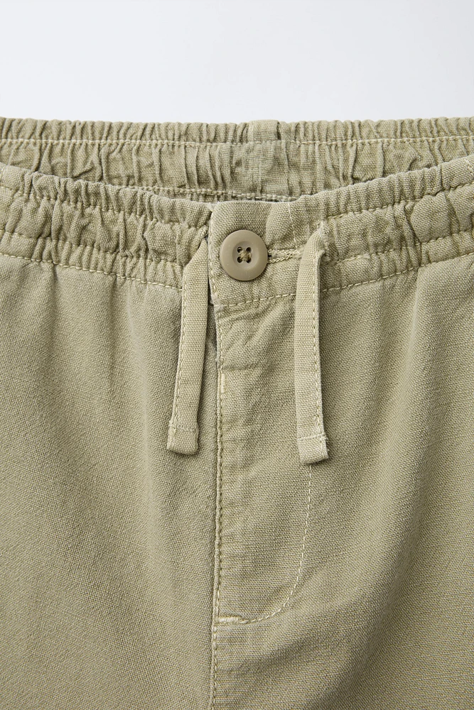 PANTALON DROIT COTON LIN