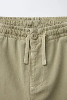 PANTALON DROIT COTON LIN