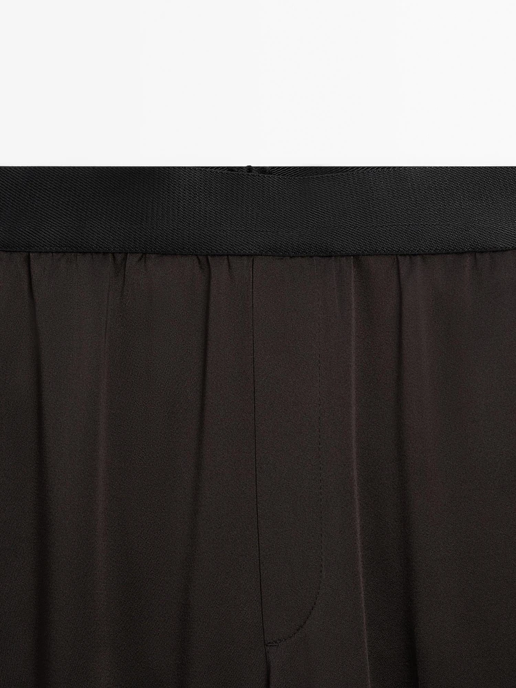 Wide-leg satin trousers