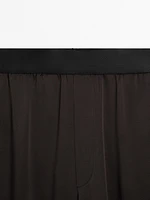 Wide-leg satin trousers