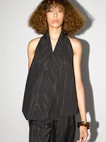 Halter top with stripe print detail