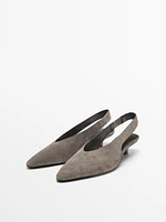 Split suede high-heel slingback shoes