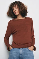 LINEN BLEND KNIT SWEATER