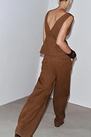 LINEN BLEND PLEATED PANTS ZW COLLECTION