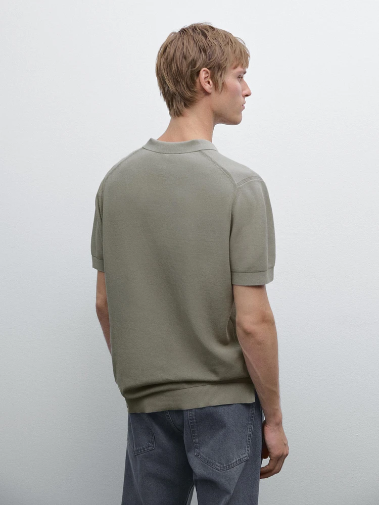 100% cotton knit polo collar sweater