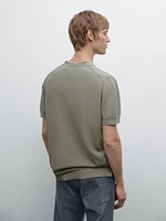 100% cotton knit polo collar sweater