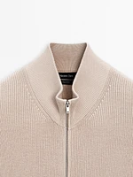 Cotton knit vest with zip