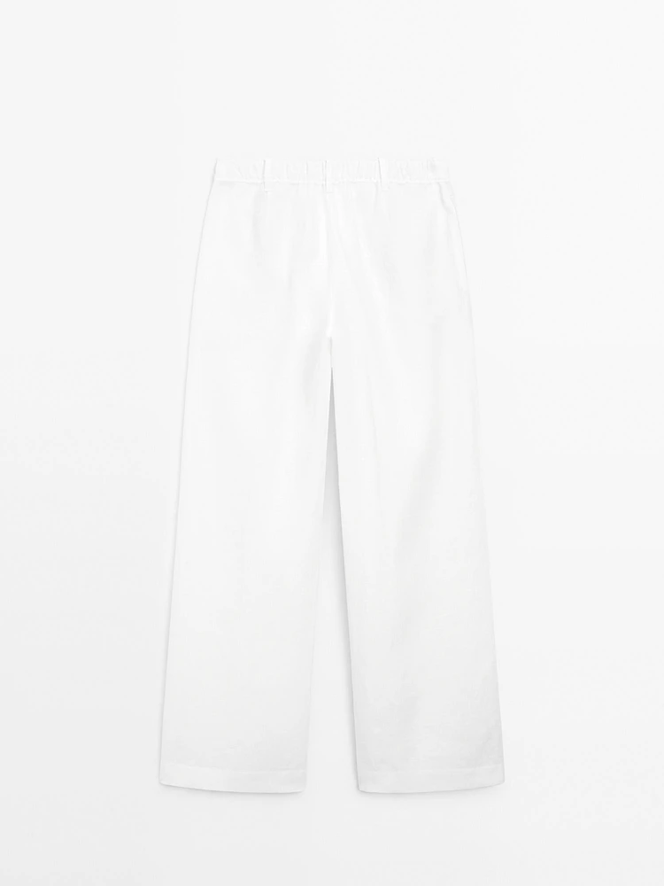 Pantalon triple pince 100 % lin