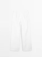 Pantalon triple pince 100 % lin