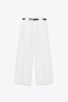 BELTED PLEATED PANTS