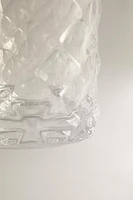 CRYSTALLINE TUMBLER WITH RAISED DESIGN